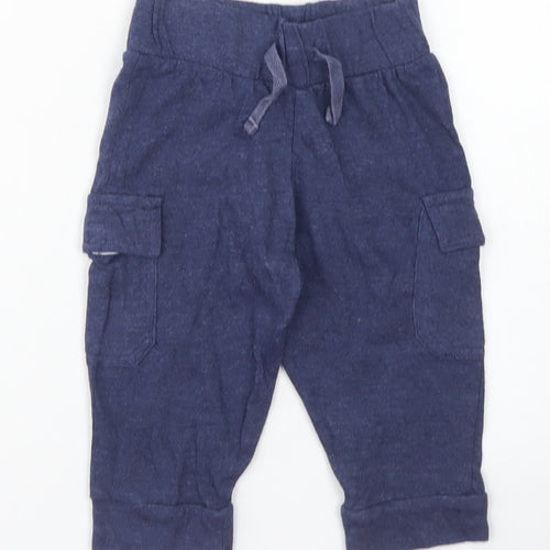 Hullabaloo Boys Blue  Cotton Jogger Trousers Size 6-9 Months