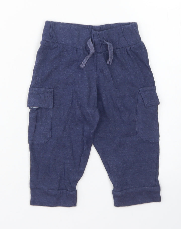 Hullabaloo Boys Blue Cotton Jogger Trousers Size 6-9 Months
