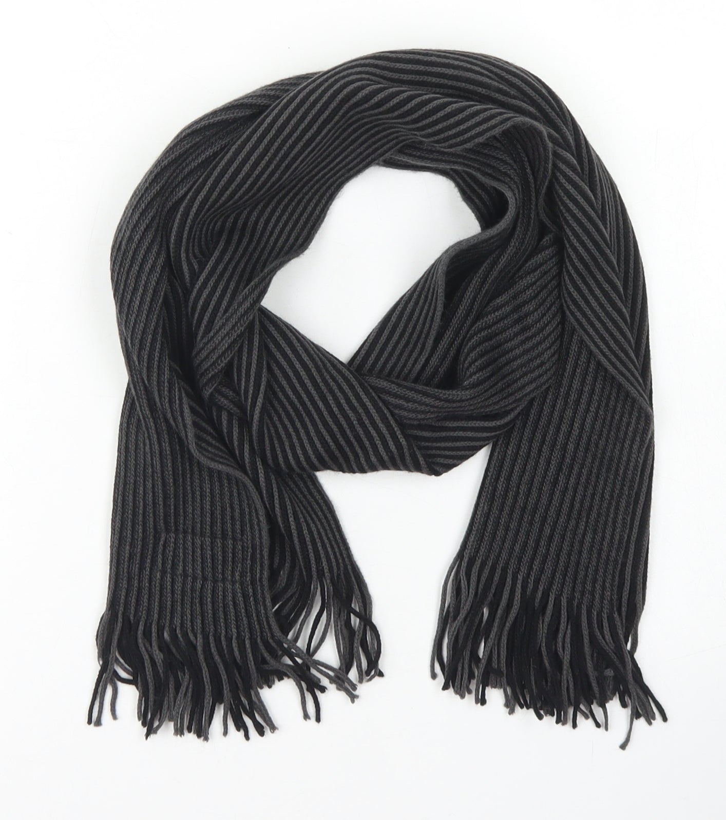 Girogio Luxury Apparel Mens Black Striped Acrylic Scarf  One Size