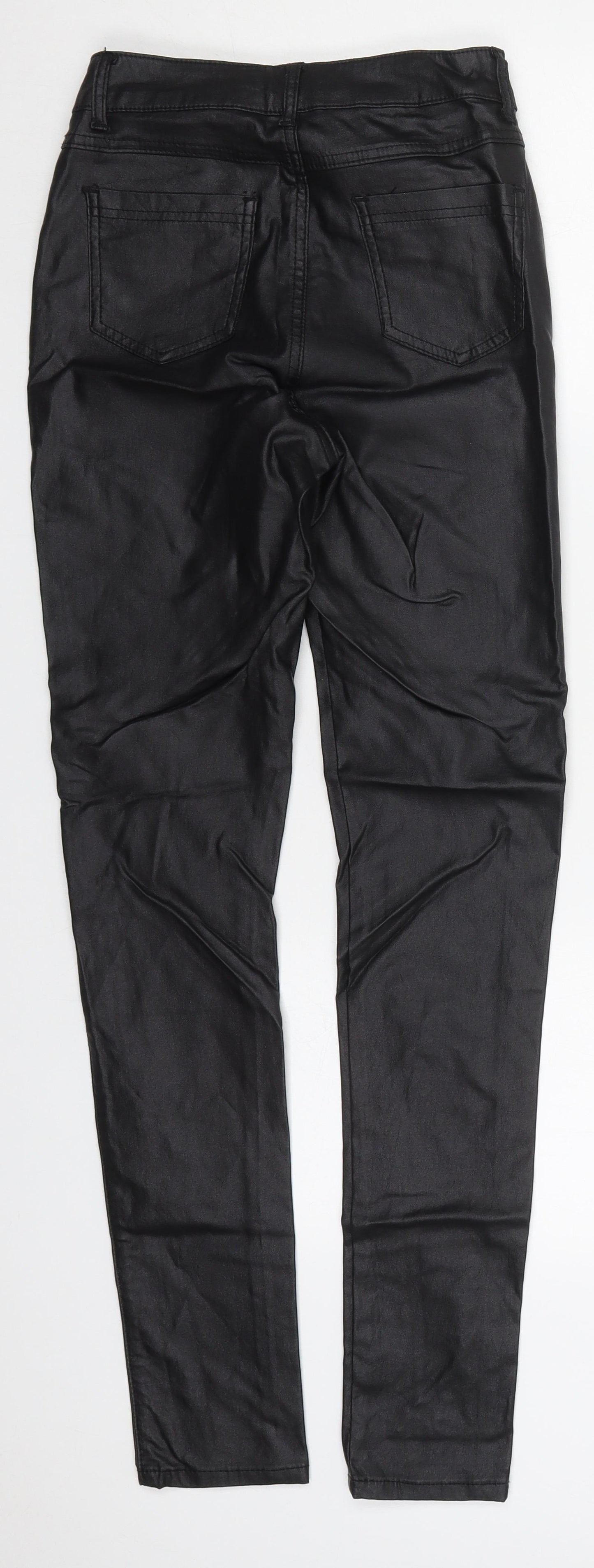 Quiz Womens Black  Viscose Trousers  Size 6 L30 in Regular Button