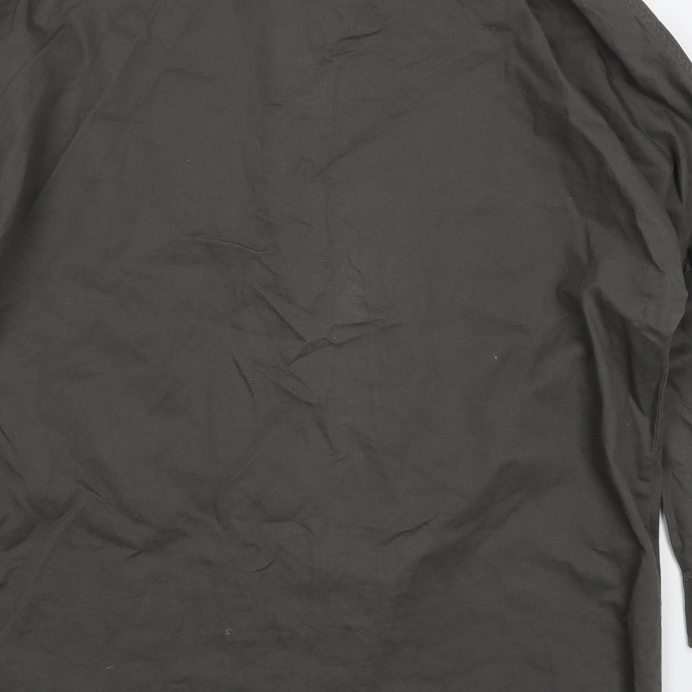 New Look Womens Grey  Cotton Basic Button-Up Size M Collared
