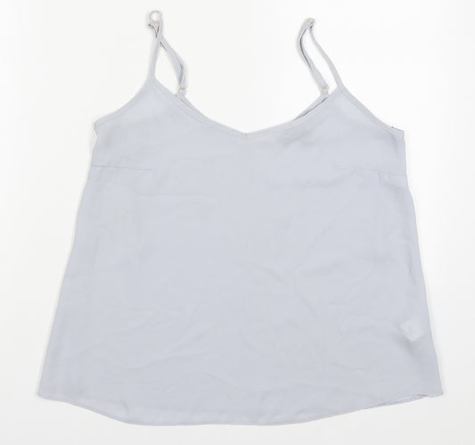 Front view of Primark women’s grey polyester basic tank, size UK 6, scoop neck