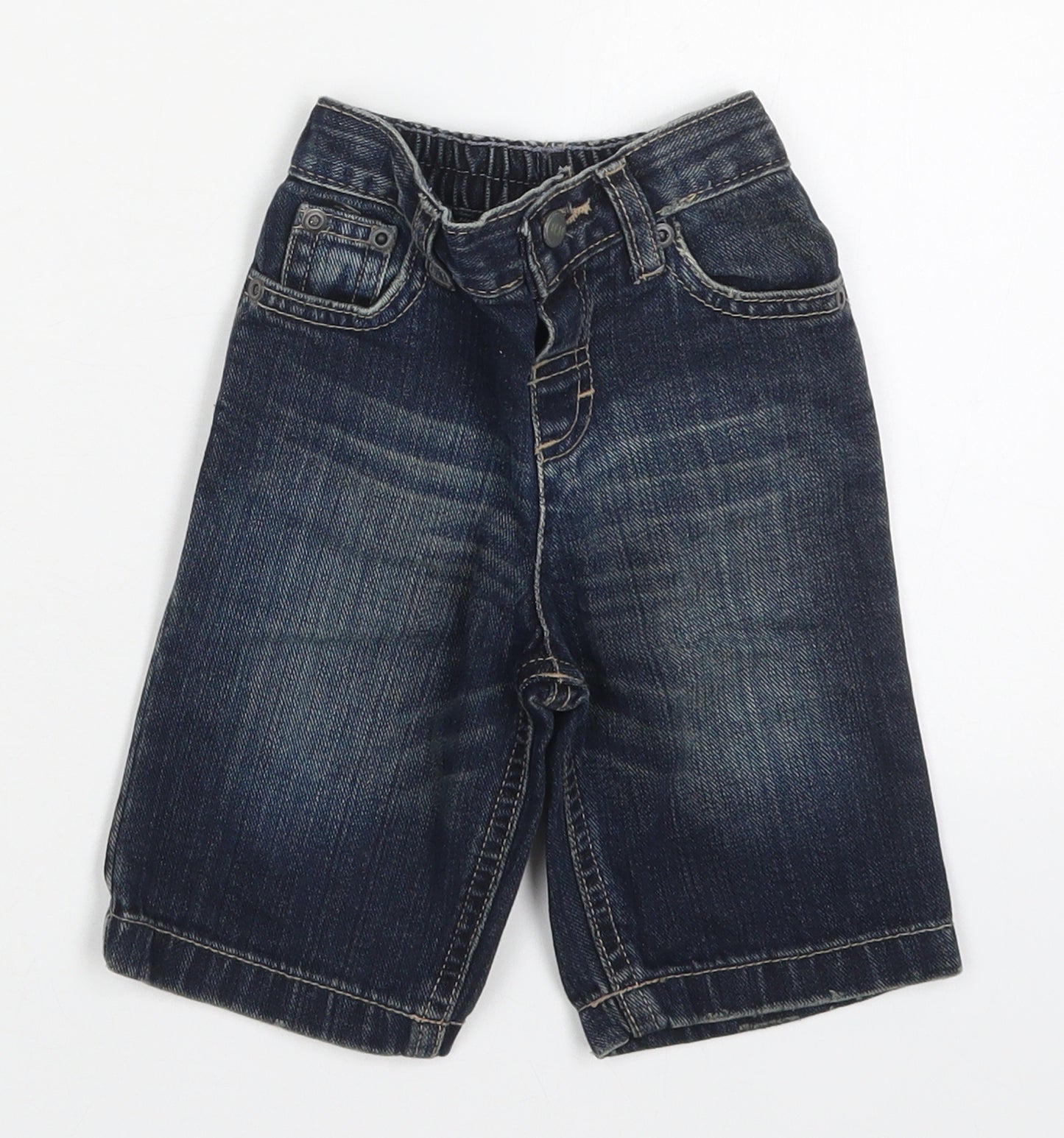 Matalan Boys Blue  Cotton Capri Jeans Size 3-6 Months  Button