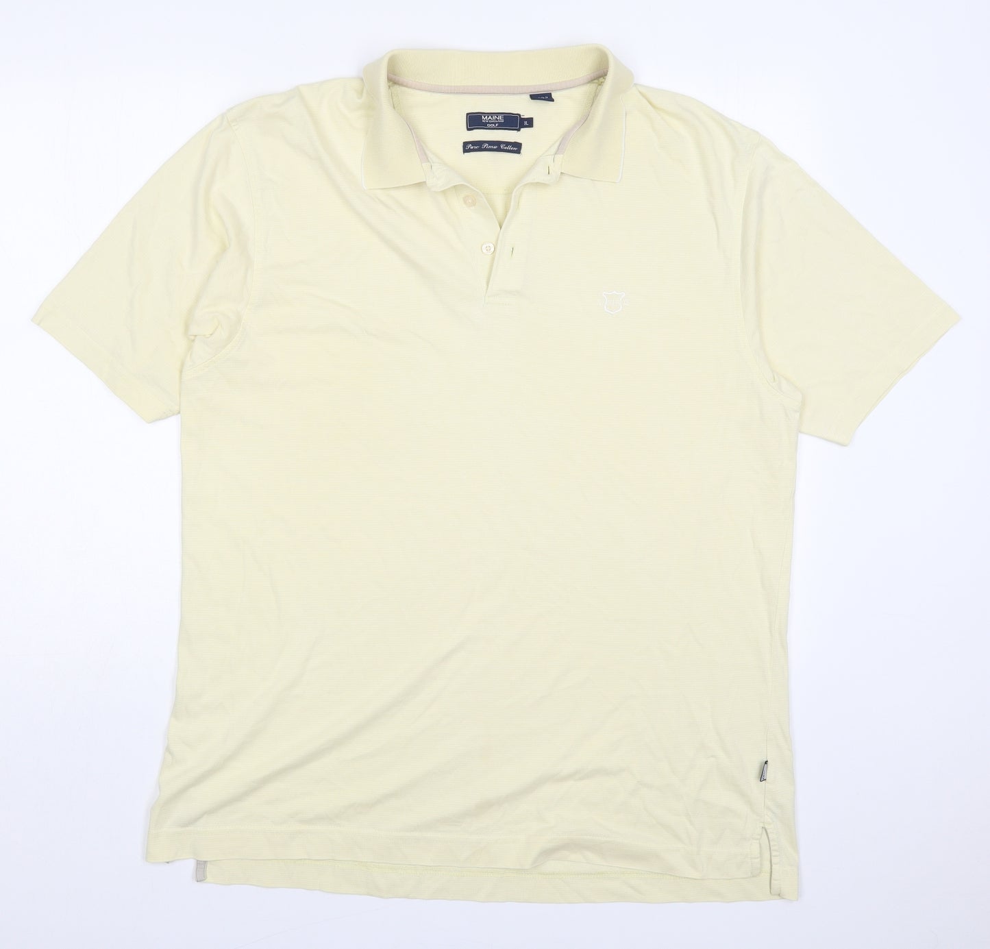 Maine Mens Yellow  Cotton  Polo Size XL Collared Pullover