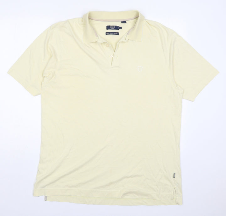 Maine Mens Yellow  Cotton  Polo Size XL Collared Pullover