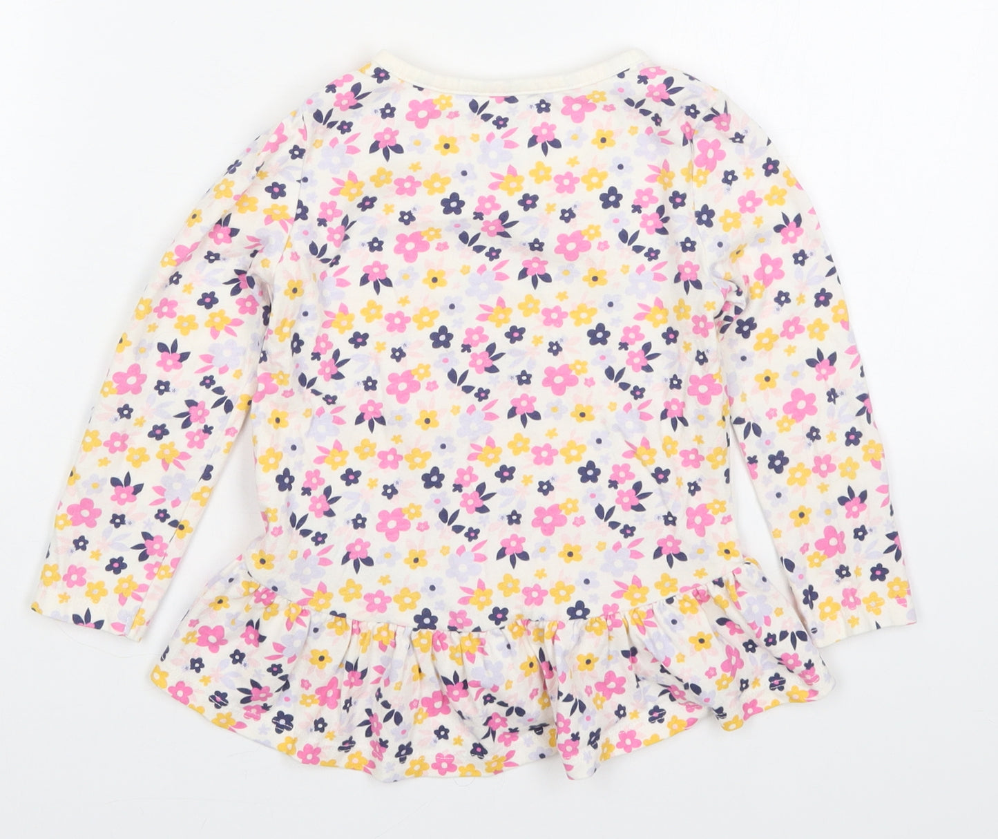 Pekkle Girls Multicoloured Floral Cotton Basic T-Shirt Size 4 Years Crew Neck Pullover