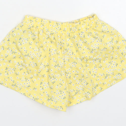 Mothercare Girls Yellow Floral Cotton Cropped Trousers Size 3-6 Months   - Shorts