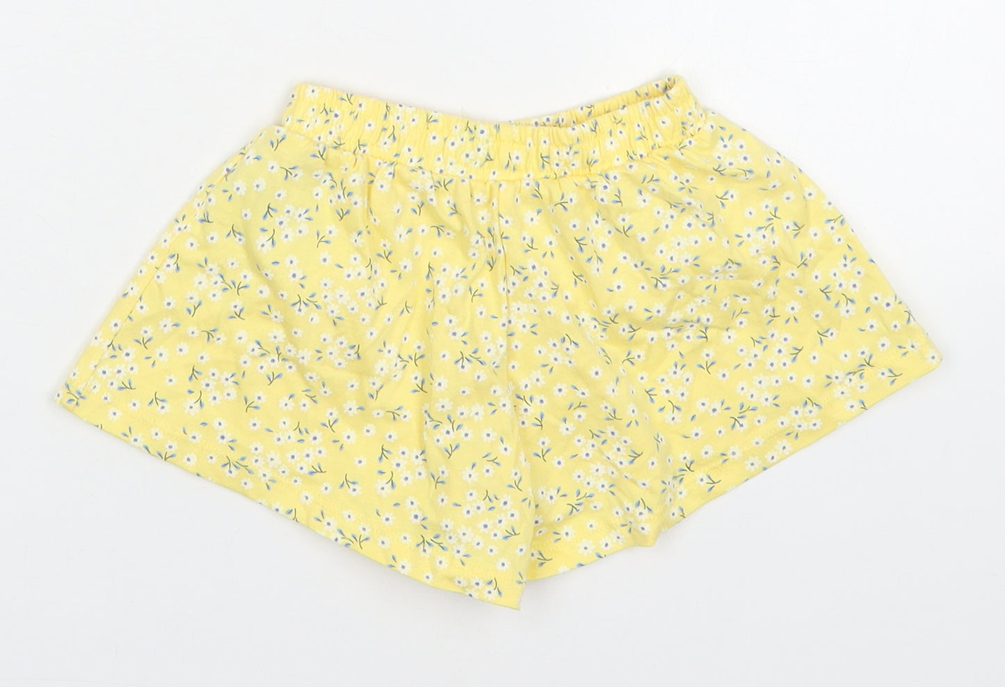Mothercare Girls Yellow Floral Cotton Cropped Trousers Size 3-6 Months   - Shorts