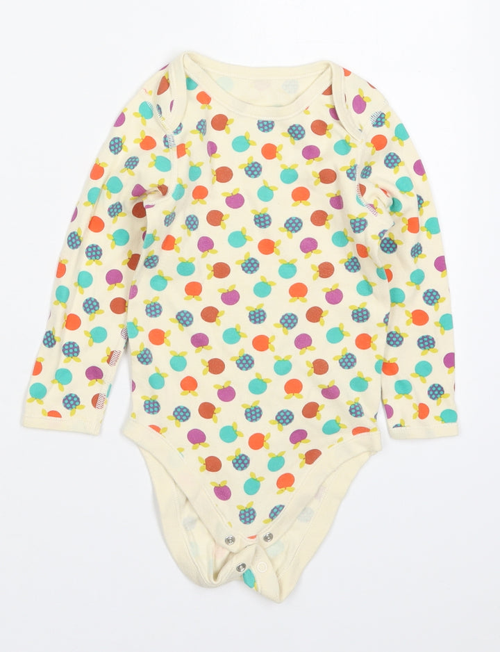 Marks and Spencer Girls Multicoloured Geometric Cotton Bodysuit One-Piece Size 2-3 Years  Button - Fruit Prints