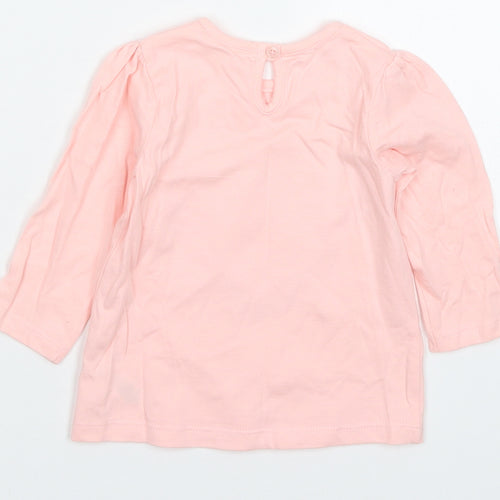 George Girls Pink  Cotton Basic T-Shirt Size 6-9 Months Crew Neck Pullover - Hello Sweetie Love Heart