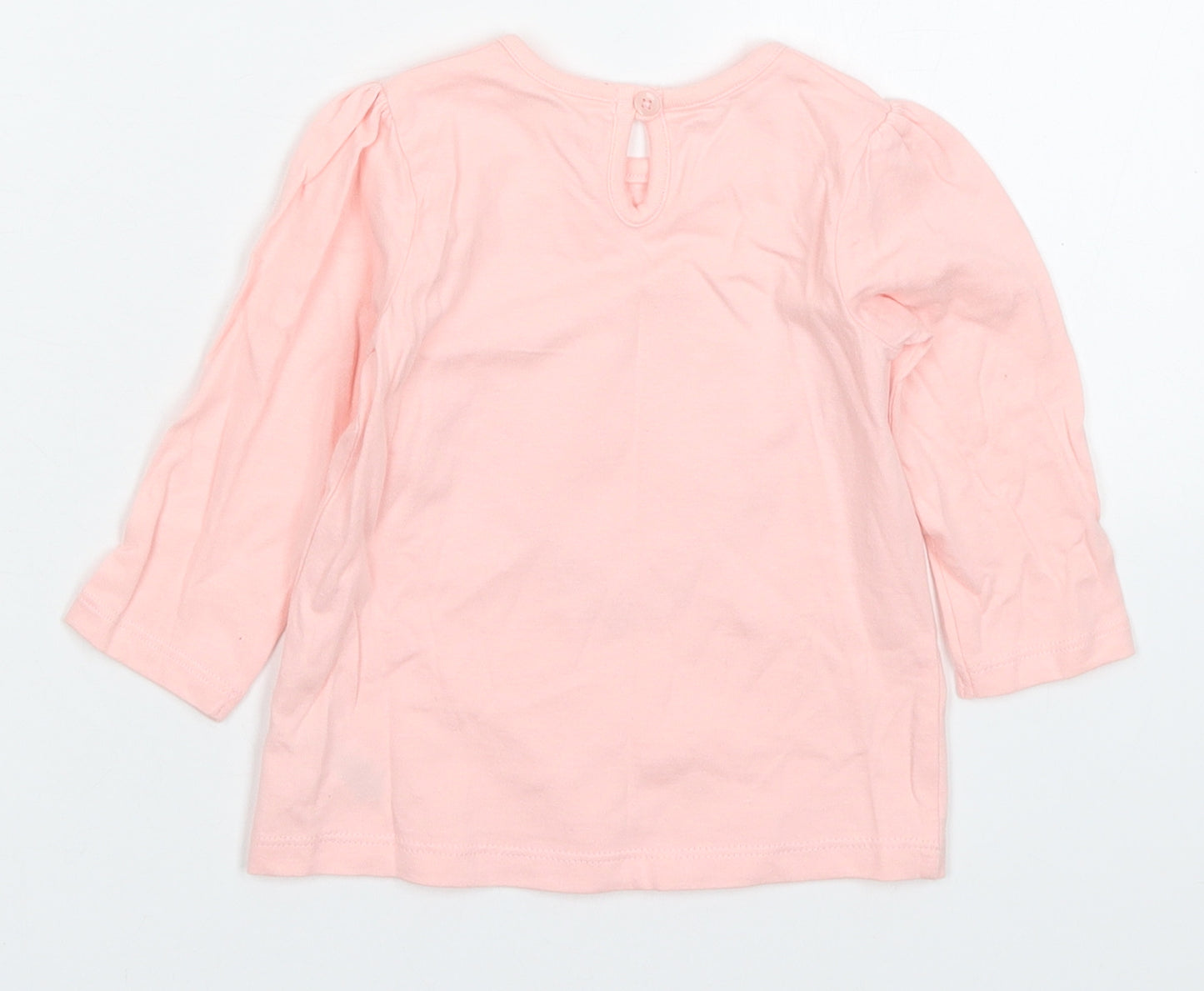 George Girls Pink  Cotton Basic T-Shirt Size 6-9 Months Crew Neck Pullover - Hello Sweetie Love Heart