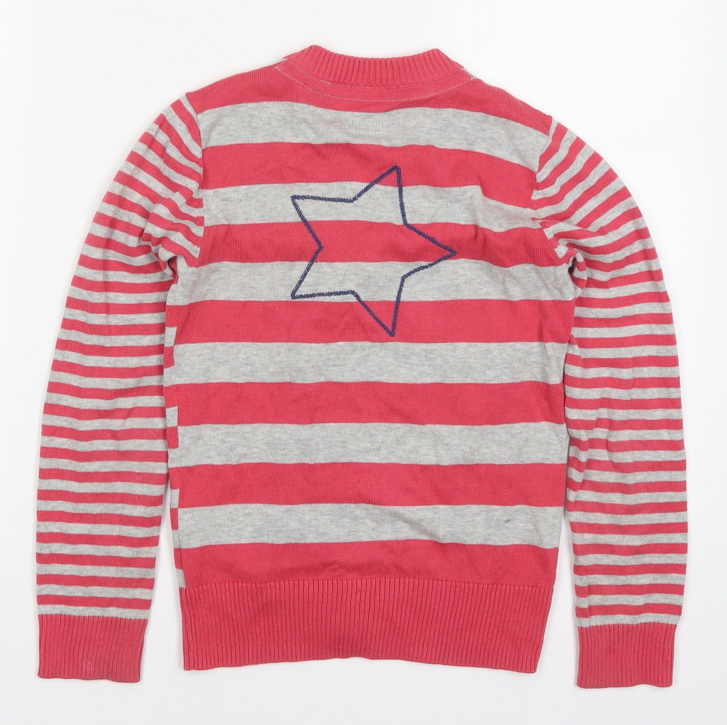 Mexx Girls Pink V-Neck Striped Cotton Cardigan Jumper Size XL  Button - Star
