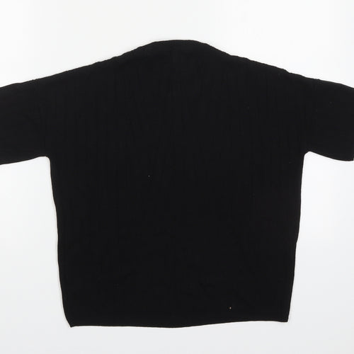 Bella Luxx Womens Black Crew Neck  Viscose Pullover Jumper Size S