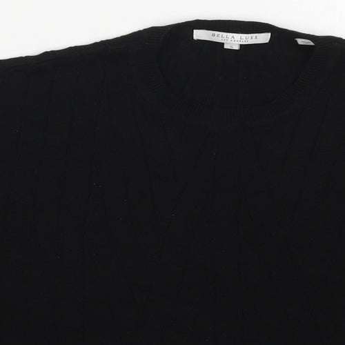 Bella Luxx Womens Black Crew Neck  Viscose Pullover Jumper Size S