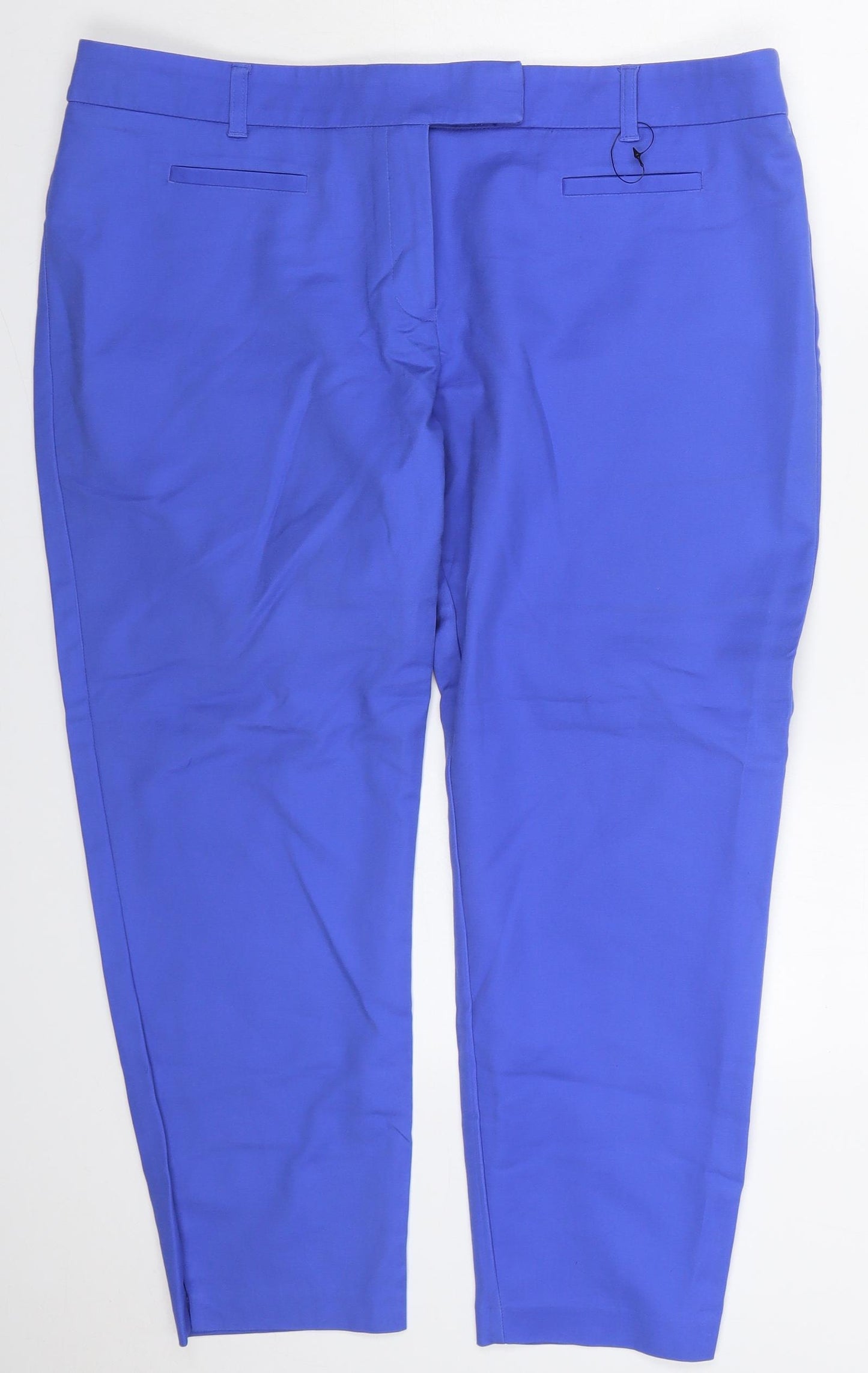 NEXT Womens Blue  Cotton Trousers  Size 18 L26 in Regular Hook & Eye