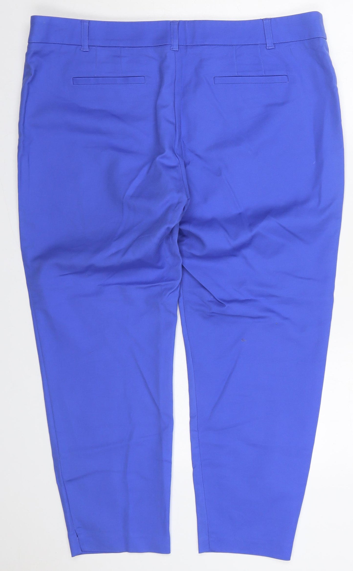 NEXT Womens Blue  Cotton Trousers  Size 18 L26 in Regular Hook & Eye