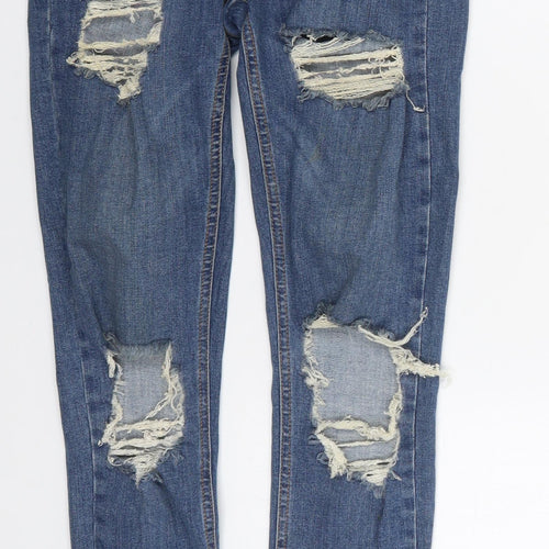 Topshop Womens Blue  Cotton Skinny Jeans Size 26 in L26 in Regular Button