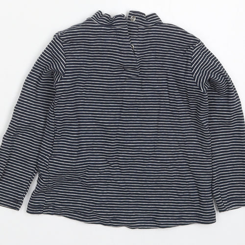Zara Girls Blue Striped Cotton Basic T-Shirt Size 12-18 Months Round Neck Button - Acorn