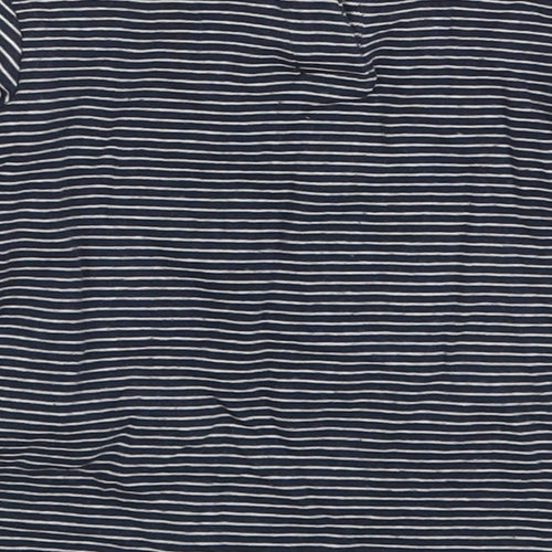Zara Girls Blue Striped Cotton Basic T-Shirt Size 12-18 Months Round Neck Button - Acorn