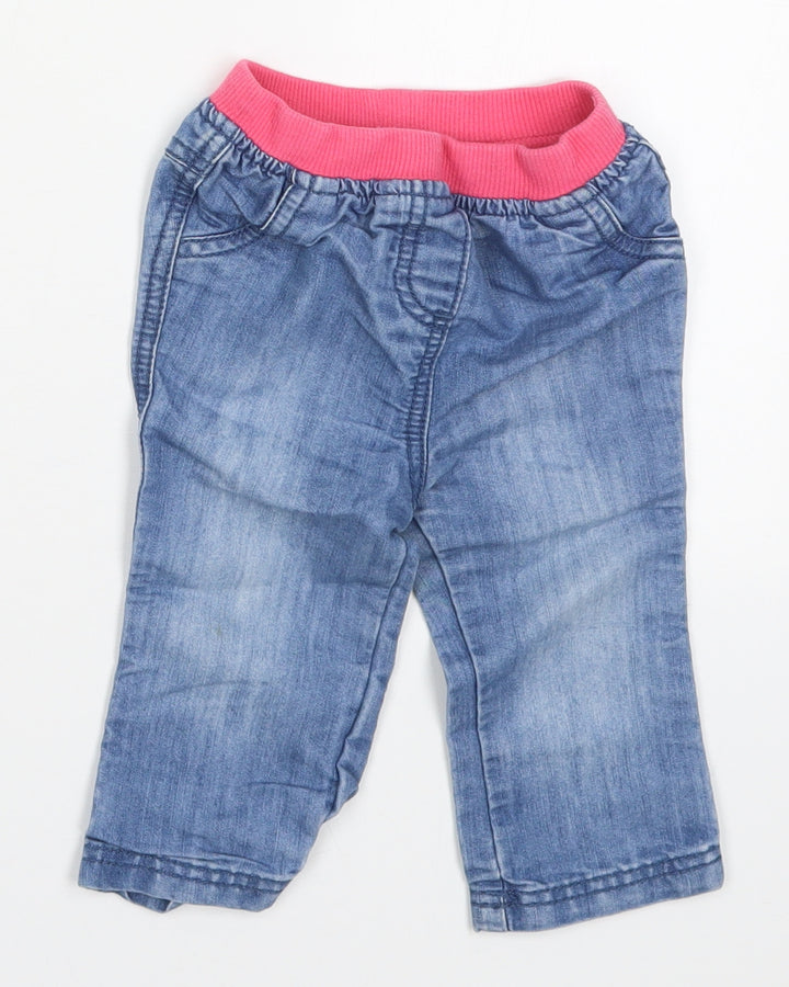 F&F Girls Blue  Cotton Capri Jeans Size 9-12 Months