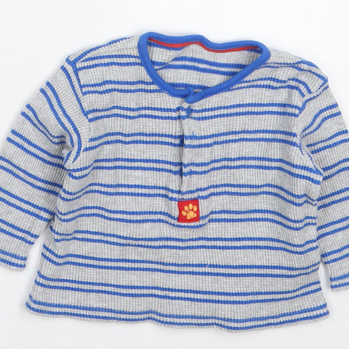 Marks and Spencer Boys Blue Striped Cotton Pullover Jumper Size 6-9 Months  Pullover - Paw Print