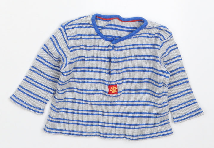 Marks and Spencer Boys Blue Striped Cotton Pullover Jumper Size 6-9 Months  Pullover - Paw Print
