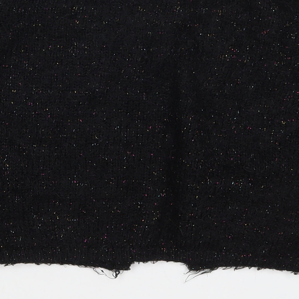 George Girls Black Round Neck  Polyester Cardigan Jumper Size 10-11 Years  Button - Multicoloured Gitter