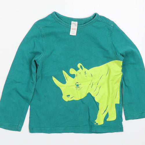 Mini Club Boys Green  Cotton Basic T-Shirt Size 2-3 Years Crew Neck Pullover - Rhino