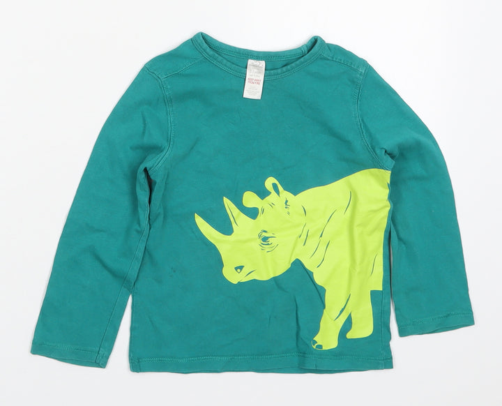 Mini Club Boys Green  Cotton Basic T-Shirt Size 2-3 Years Crew Neck Pullover - Rhino