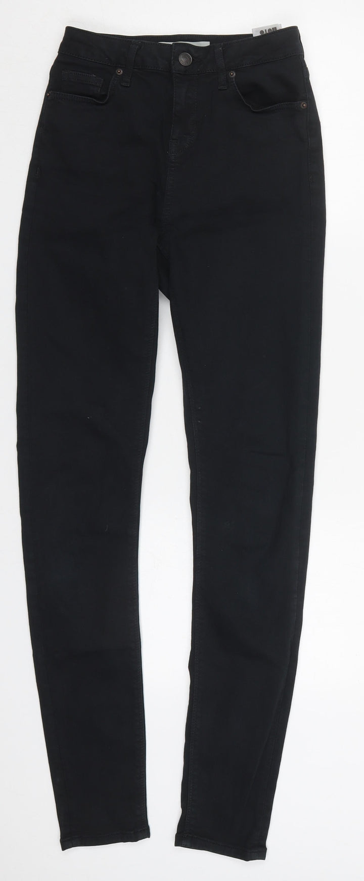 Topshop Womens Black Cotton Skinny Jeans Size 26 in L29 in Regular Button