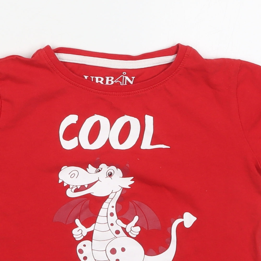Urban Rascals Boys Red  Cotton Basic T-Shirt Size 4-5 Years Crew Neck Pullover - Cool Cymru