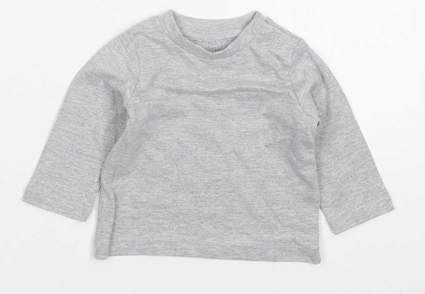 Peacocks Baby Grey  Cotton Basic T-Shirt Size 0-3 Months Crew Neck Pullover