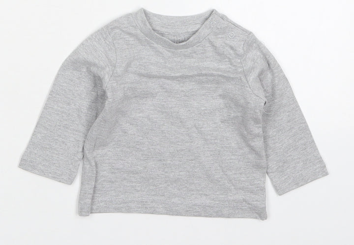 Peacocks Baby Grey  Cotton Basic T-Shirt Size 0-3 Months Crew Neck Pullover