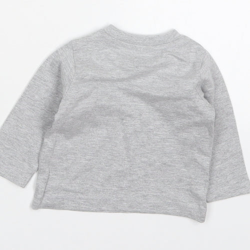 Peacocks Baby Grey  Cotton Basic T-Shirt Size 0-3 Months Crew Neck Pullover
