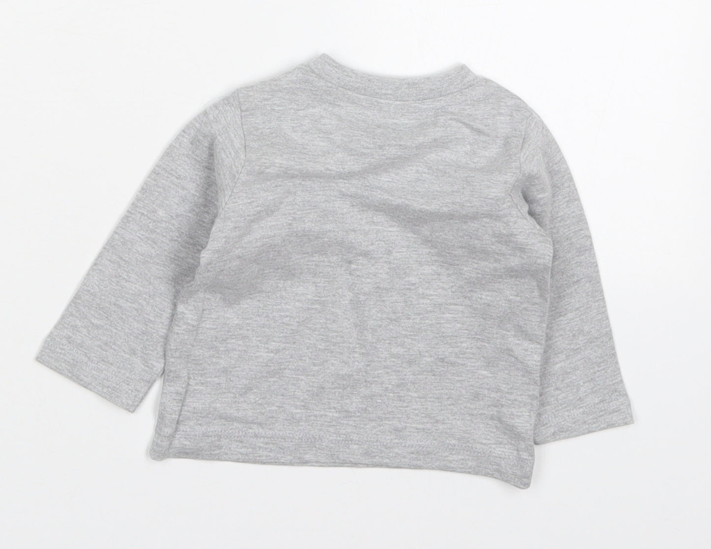 Peacocks Baby Grey  Cotton Basic T-Shirt Size 0-3 Months Crew Neck Pullover