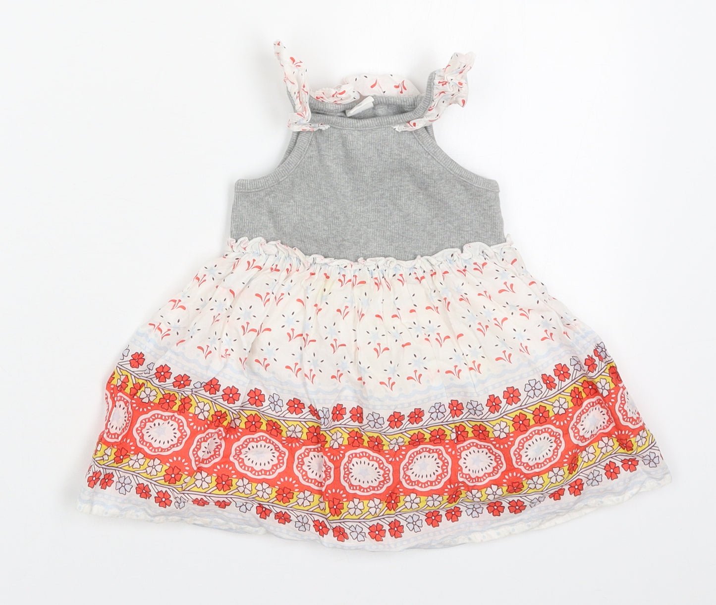 Gap Girls Multicoloured Geometric Cotton A-Line  Size 12-18 Months  Round Neck Pullover