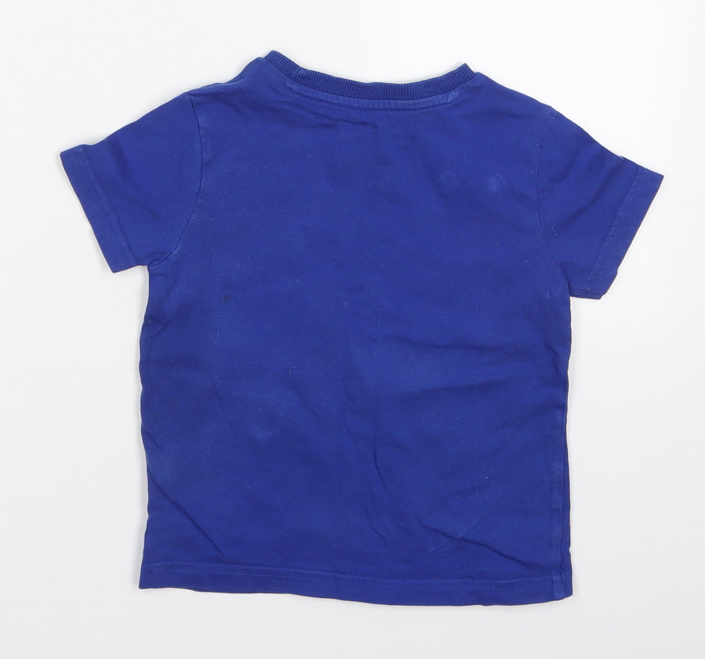 F&F Boys Blue  Cotton Basic T-Shirt Size 2-3 Years Crew Neck Pullover - Monsters