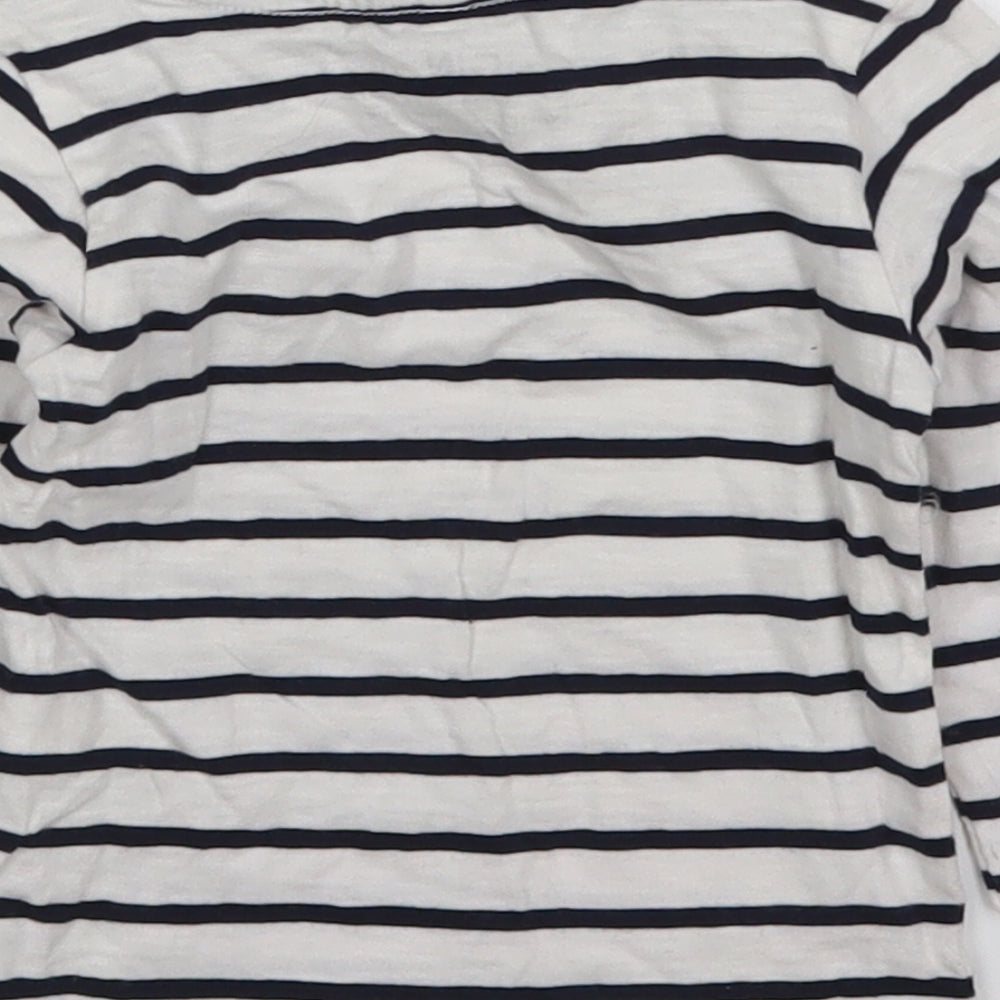 Marks and Spencer Boys White Striped Cotton Basic T-Shirt Size 3-6 Months Crew Neck Pullover