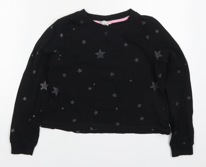 H&M Girls Black  Cotton Pullover Sweatshirt Size 11-12 Years  Pullover - Stars