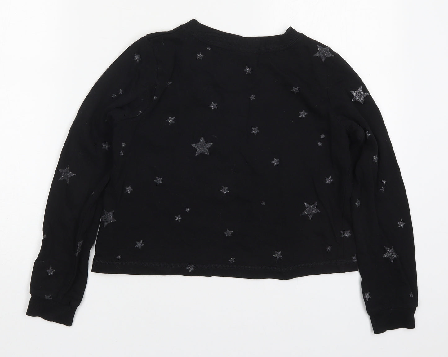 H&M Girls Black  Cotton Pullover Sweatshirt Size 11-12 Years  Pullover - Stars