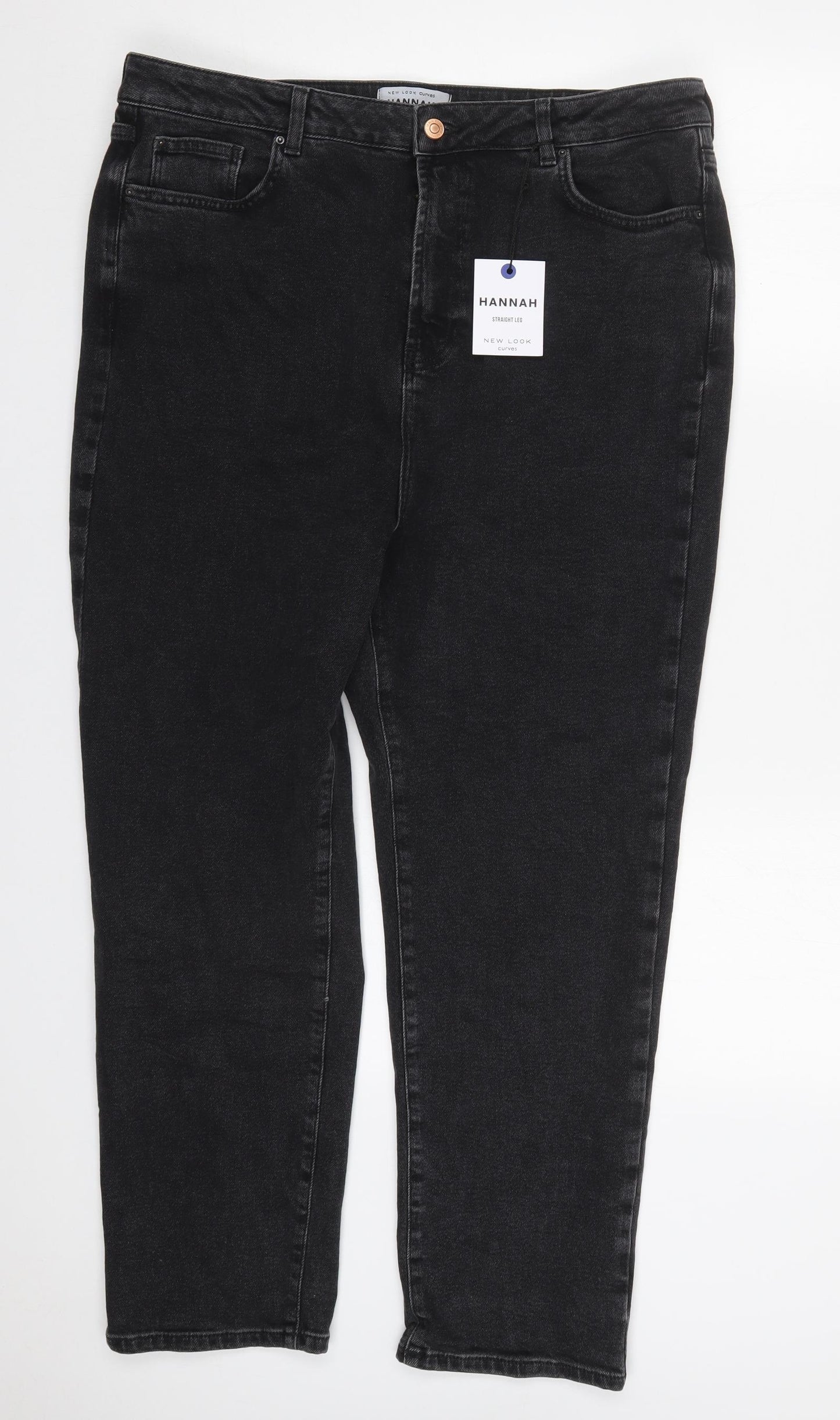 New Look Womens Black  Cotton Straight Jeans Size 20 L27 in Regular Button