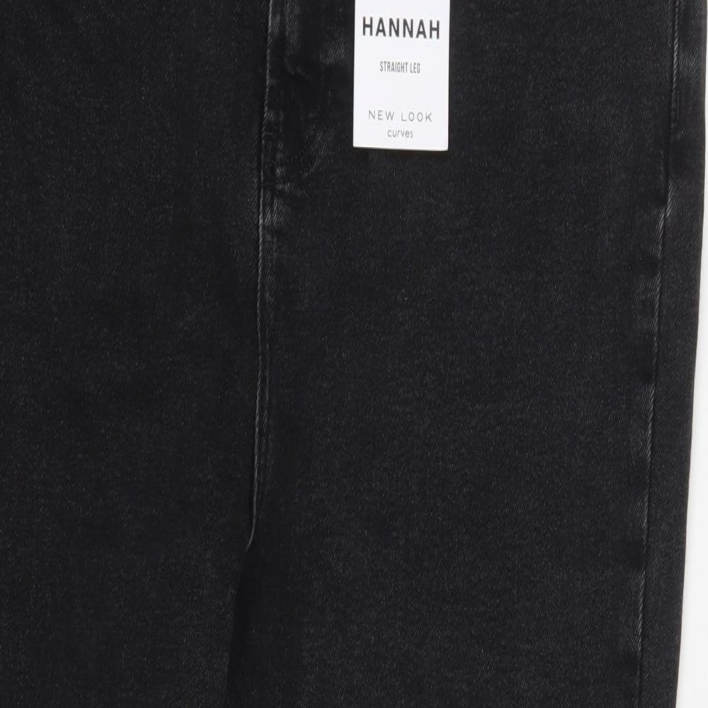 New Look Womens Black  Cotton Straight Jeans Size 20 L27 in Regular Button