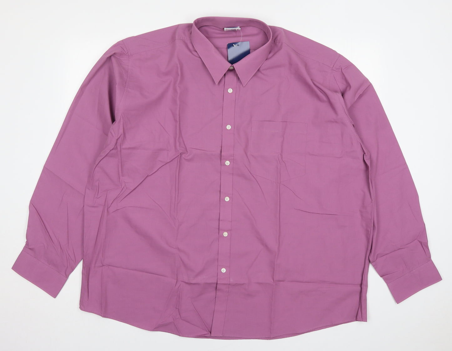 Premier Man Mens Purple  Polyester  Dress Shirt Size 19.5 Collared Button