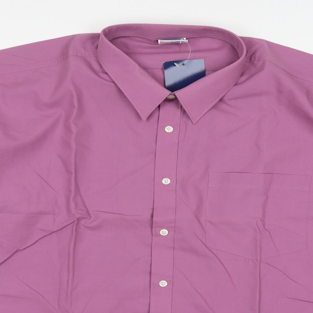 Premier Man Mens Purple  Polyester  Dress Shirt Size 19.5 Collared Button