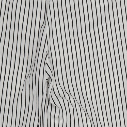 CI SONO Womens White Striped Polyester Cropped Trousers Size S L20 in Regular Zip