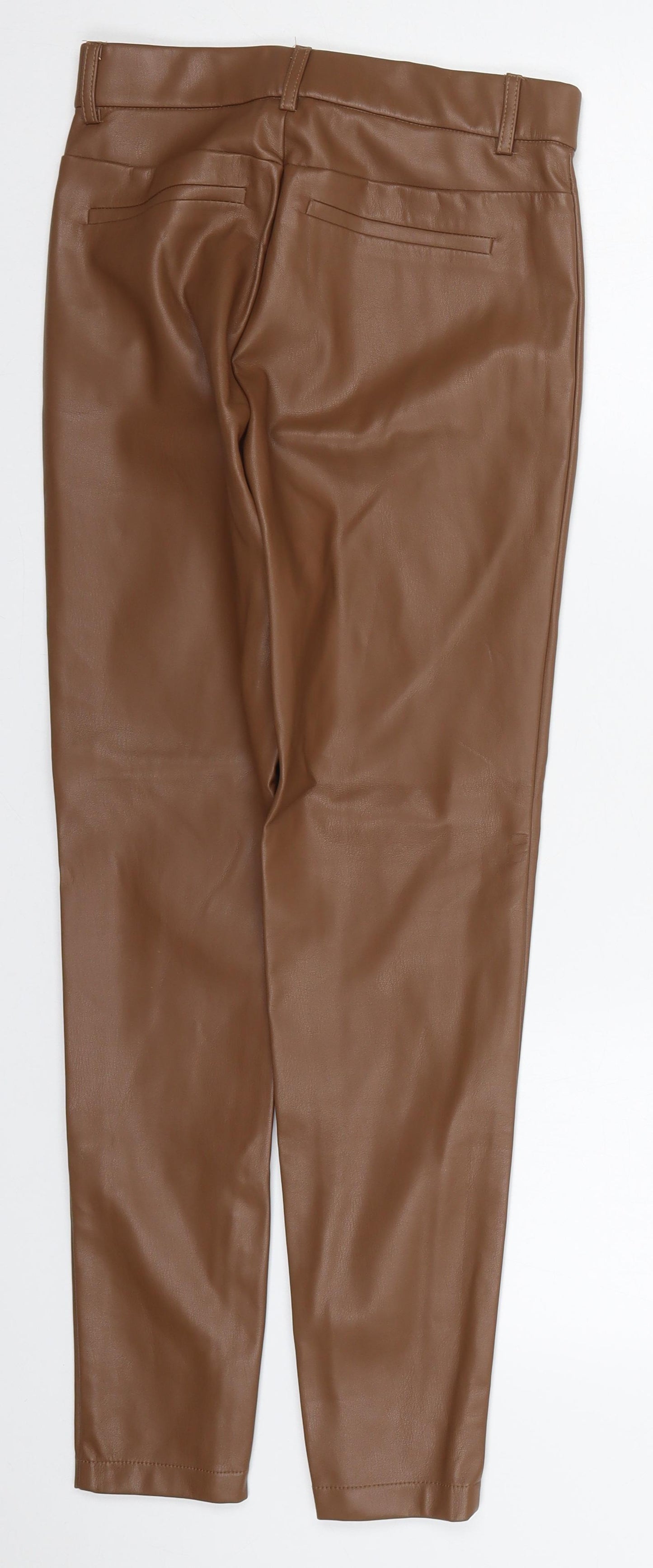 Primark Womens Brown  Polyurethane Trousers  Size 8 L28 in Regular Button