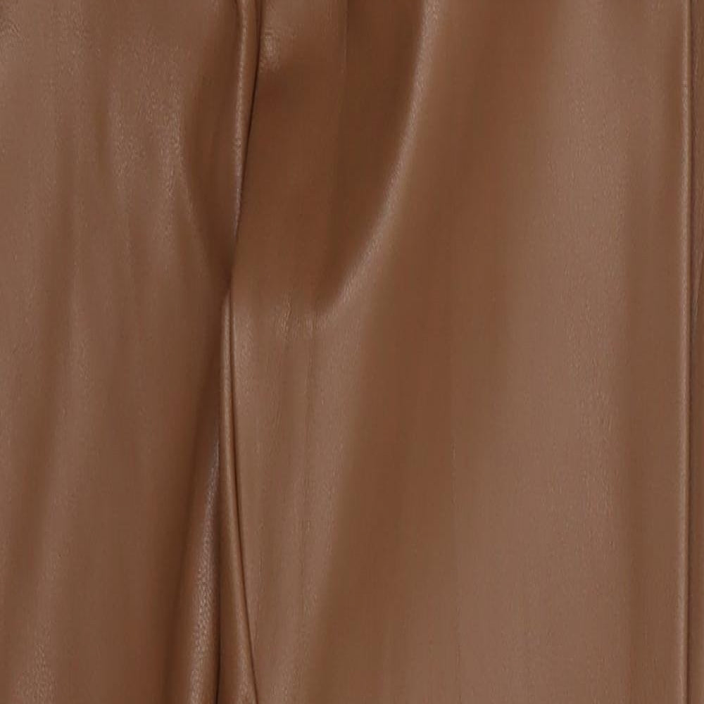 Primark Womens Brown  Polyurethane Trousers  Size 8 L28 in Regular Button