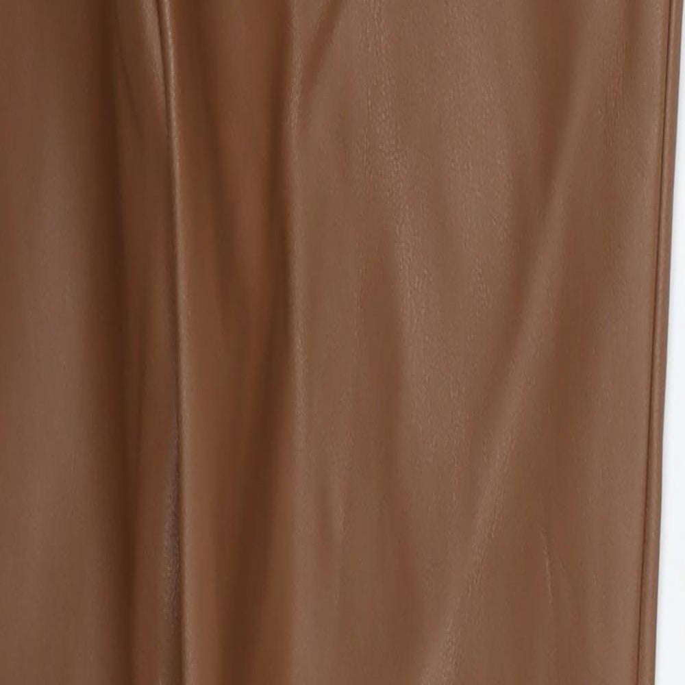 Primark Womens Brown  Polyurethane Trousers  Size 8 L28 in Regular Button