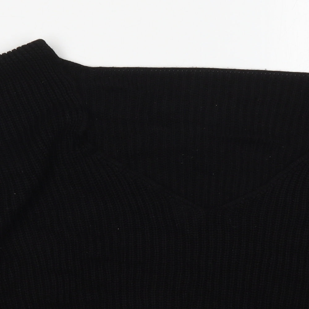 Boohoo Womens Black V-Neck  Acrylic Pullover Jumper Size M