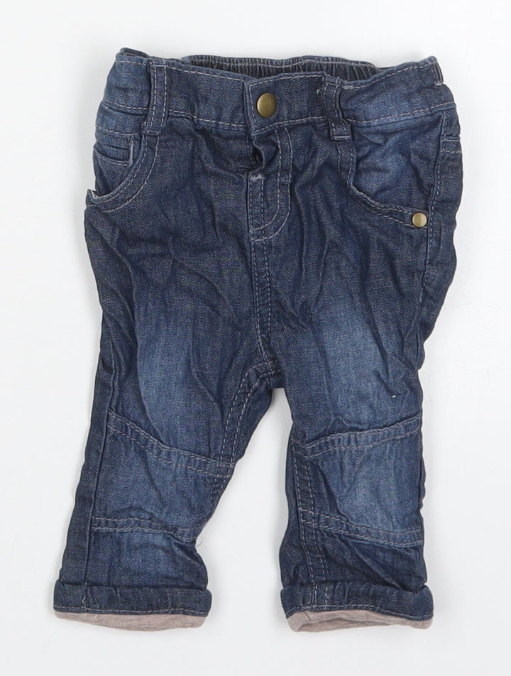 TU Boys Blue Cotton Capri Jeans Size 3-6 Months Button